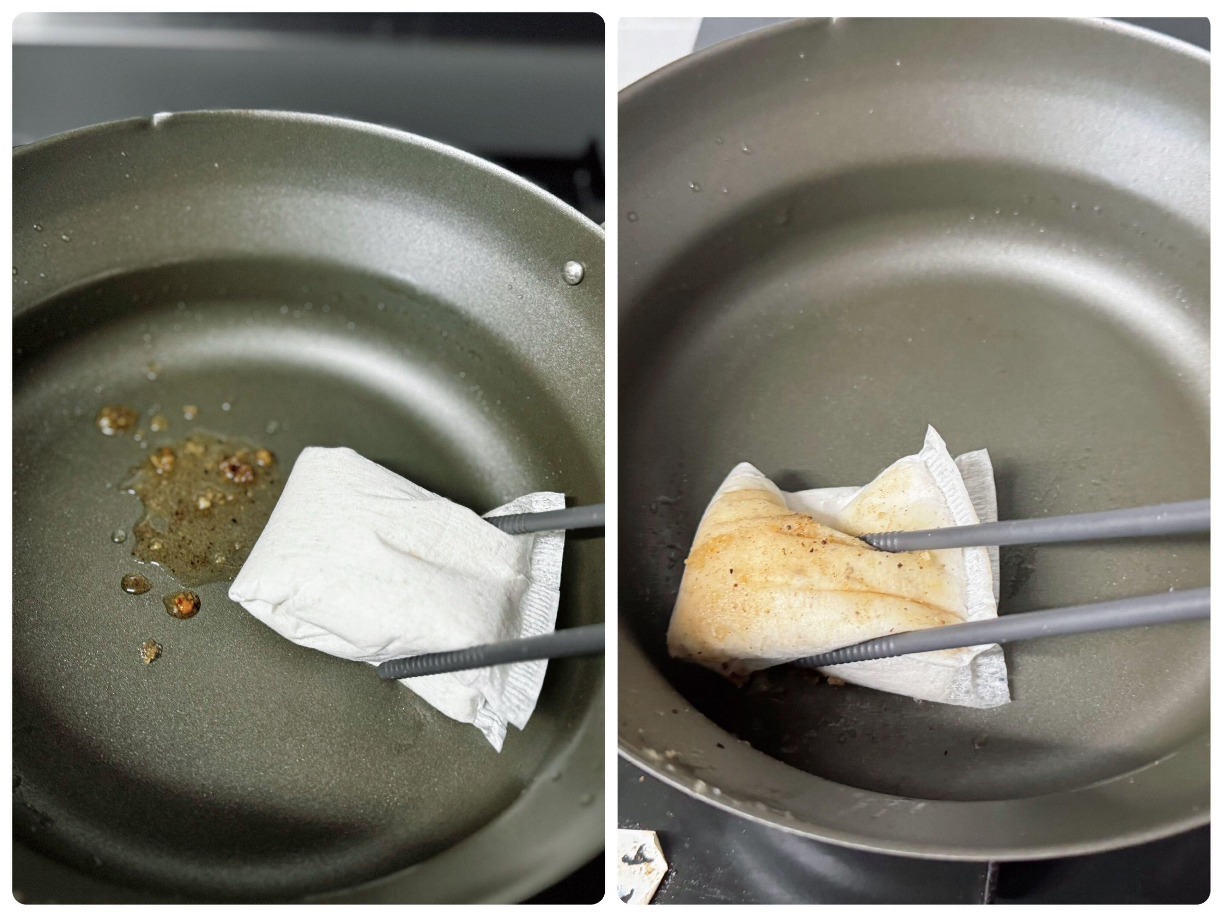 1．落ちワタを使った油吸収パッド