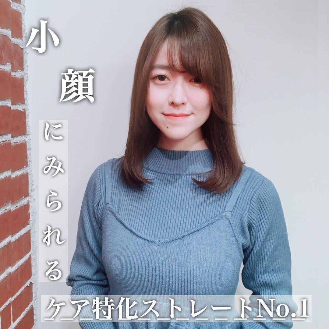 40代丸顔に似合うヘアスタイル 重めバングで小顔効果もバッチリ！