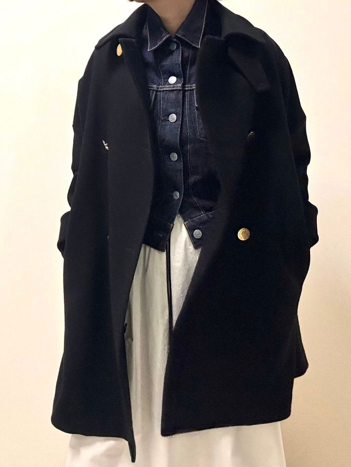 Gジャンとコートを重ね着