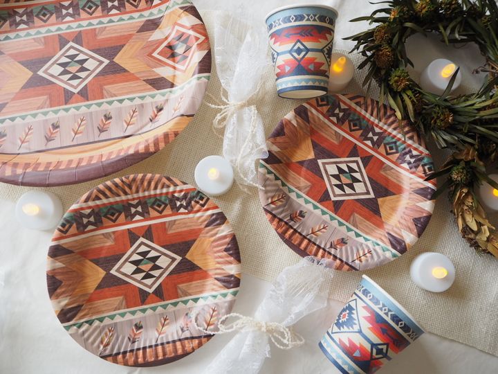 セリア 話題の ネイティブ柄 食器で秋のボヘミアンテーブルコーディネート サンキュ セリア 話題の ネイティブ柄 食器で秋のボヘミアンテーブルコーディネート サンキュ