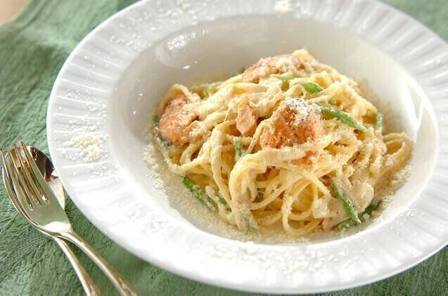 サーモンのクリームパスタ