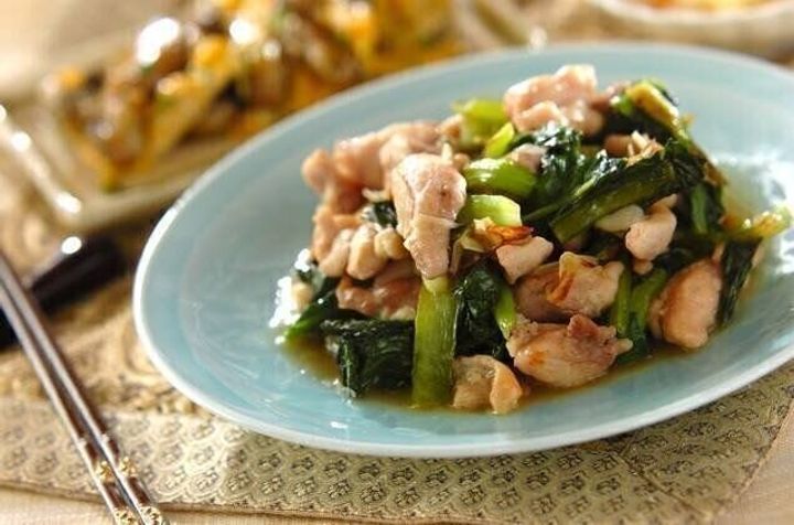 鶏と小松菜の塩炒め