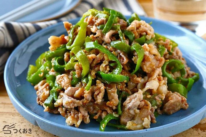 豚こまとピーマンのしょうが焼き