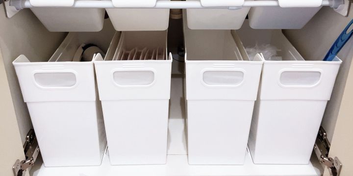洗面所台下の ごちゃごちゃ は100均グッズで解消できた サンキュ 洗面所台下の ごちゃごちゃ は100均グッズで解消できた サンキュ