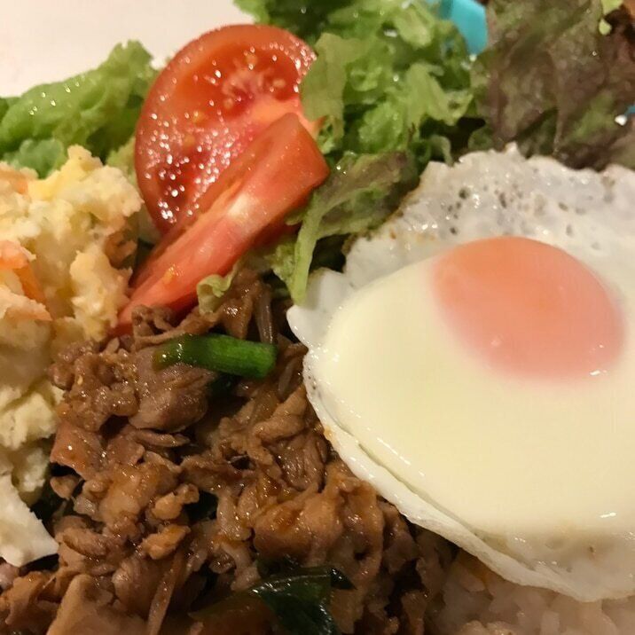 簡単ランチ☆焼肉ワンプレートごはん