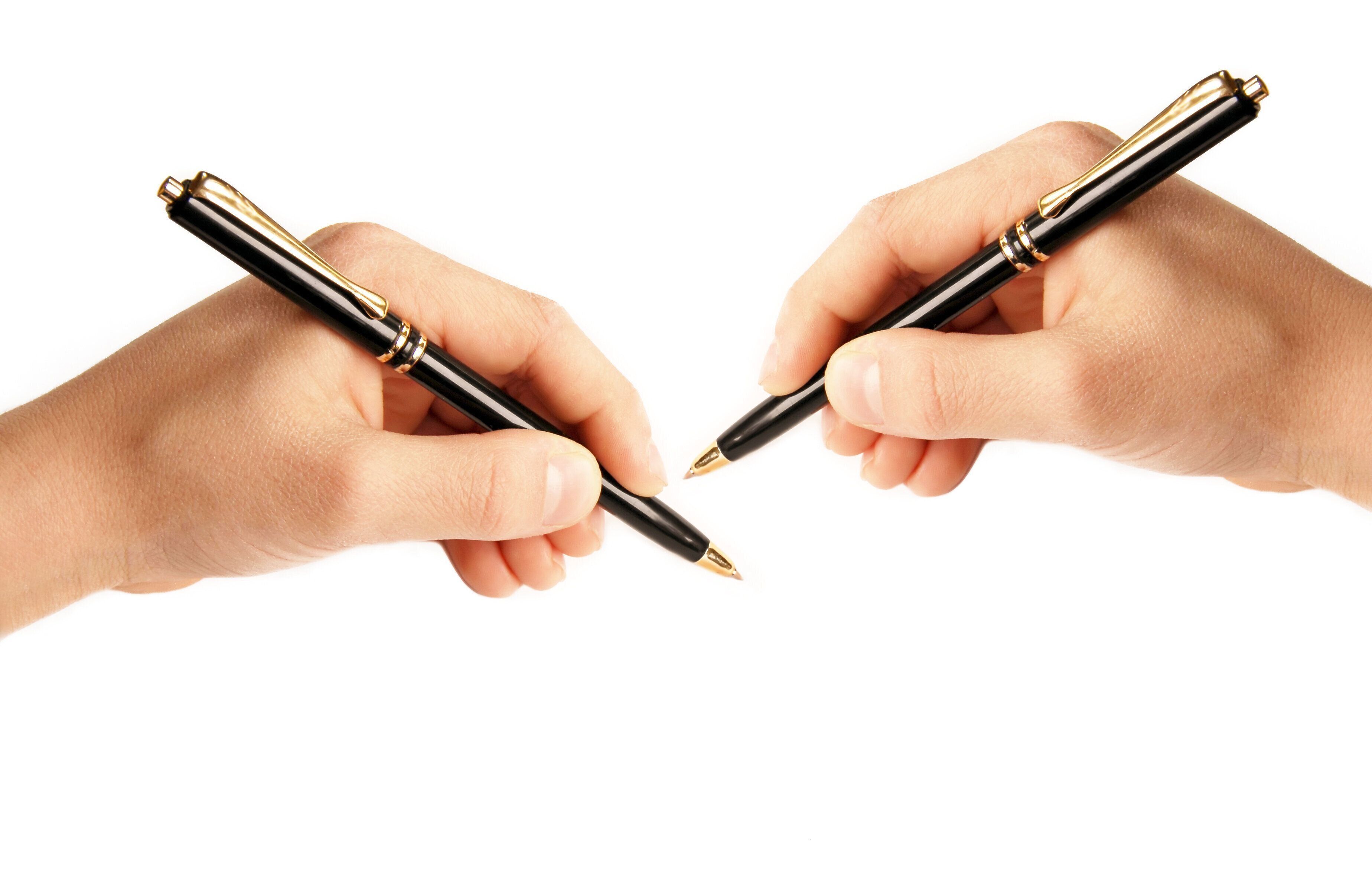 左利きまたは右の手による書面