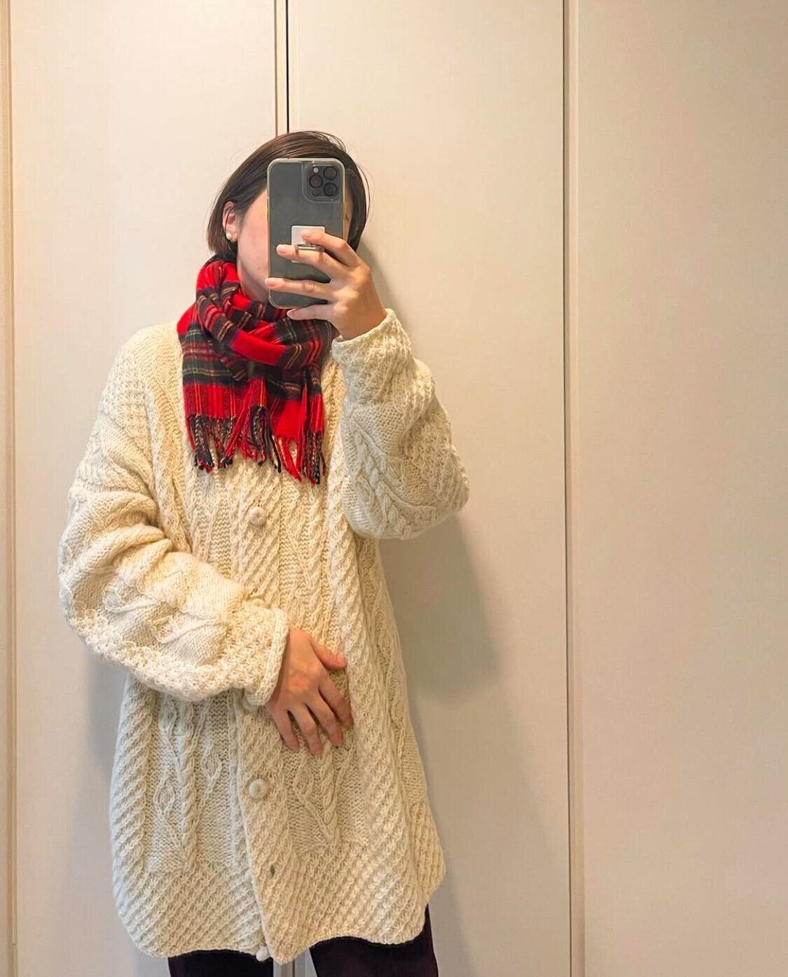 チェックマフラー