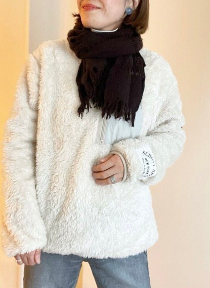 白ボアとデニム