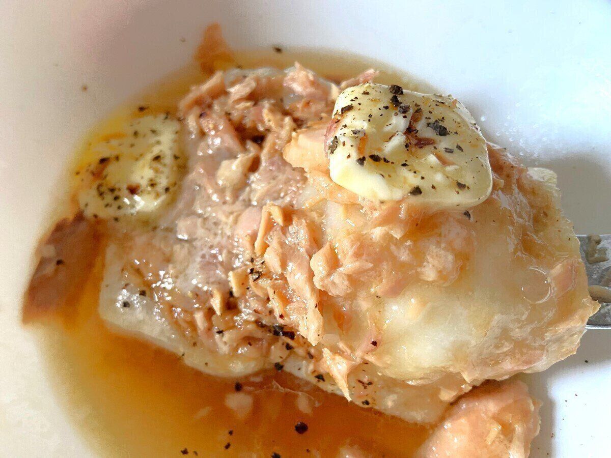 バターとツナたっぷりの揚げ餅