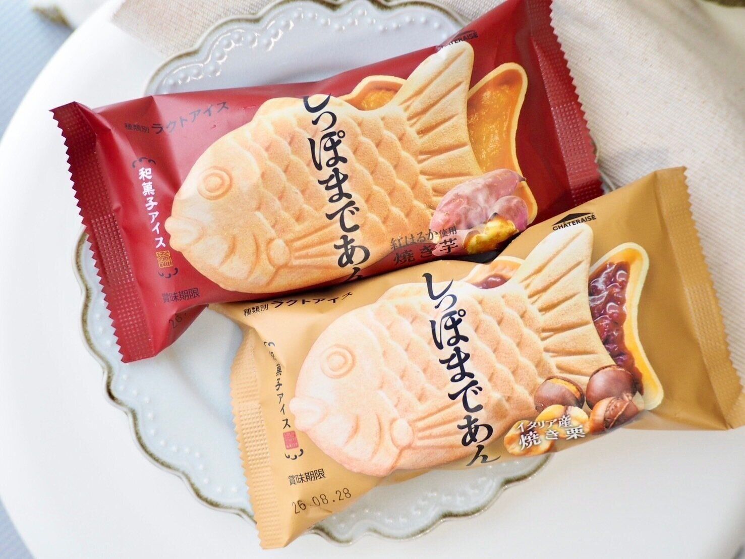 シャトレーゼ「和菓子アイス たい焼き最中」2種