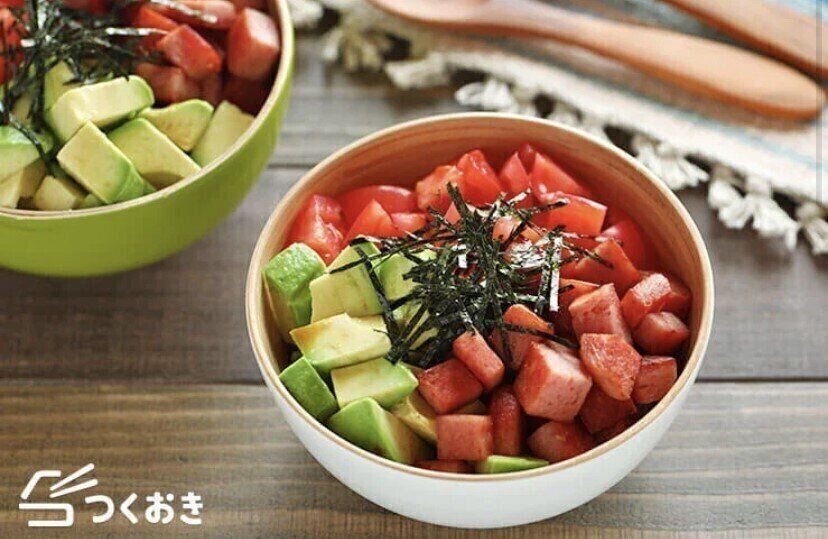 ランチョンミートとアボカドの照り焼き丼