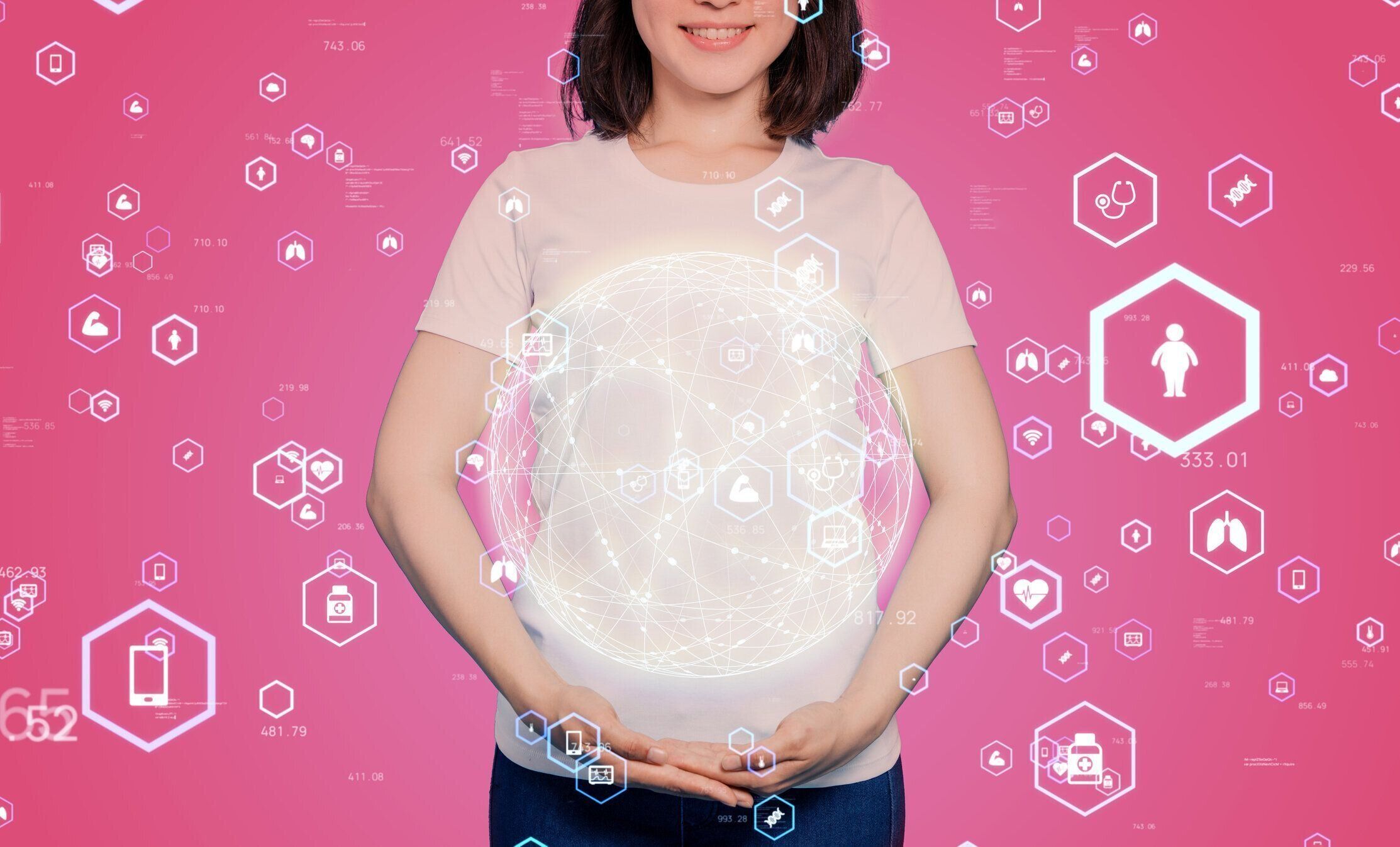 女性と医療技術の概念。フェムテック。メドテック。