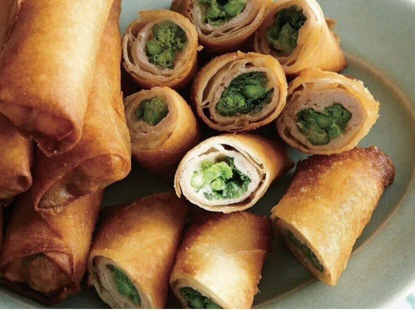 菜の花と豚肉のチーズ春巻き