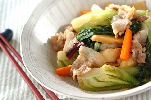 子供に人気！チンゲン菜と豚肉の中華炒め 野菜たっぷり