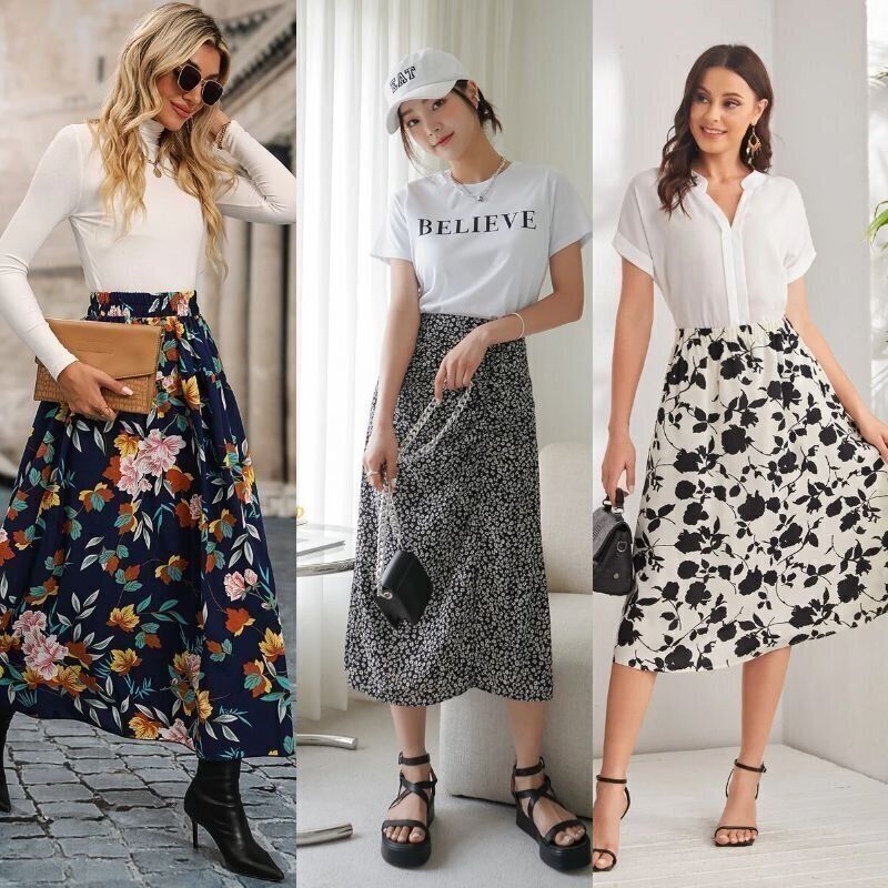 花柄スカートコーデ　表紙