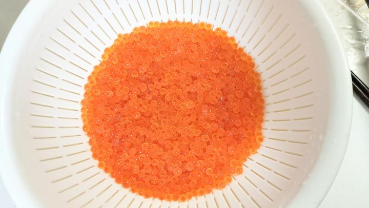 キレイに取り除いた筋子