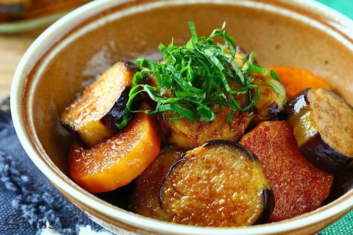 なすと長芋のピリ辛焼きびたし