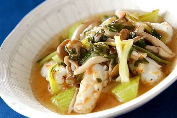 冷凍イカの梅あんかけ