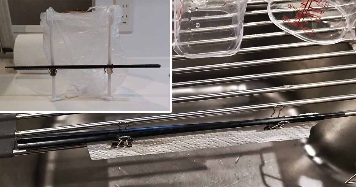 ダブルクリップで菜箸置き場の完成