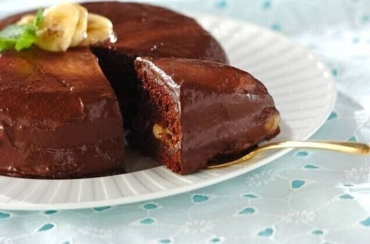 お豆腐クリームのバナナチョコレートケーキ