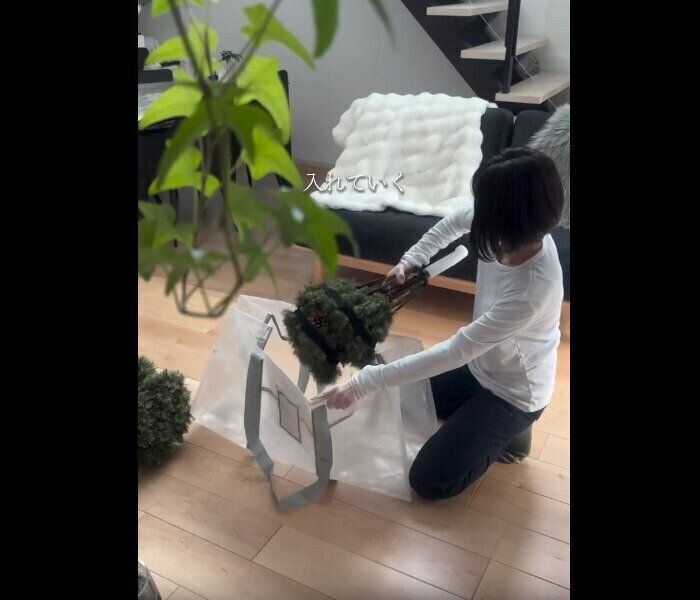 【3COINS】150cmのツリーでも余裕！クリアボックスバッグLL