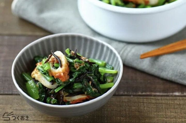 小松菜とちくわとひじきの和風サラダ