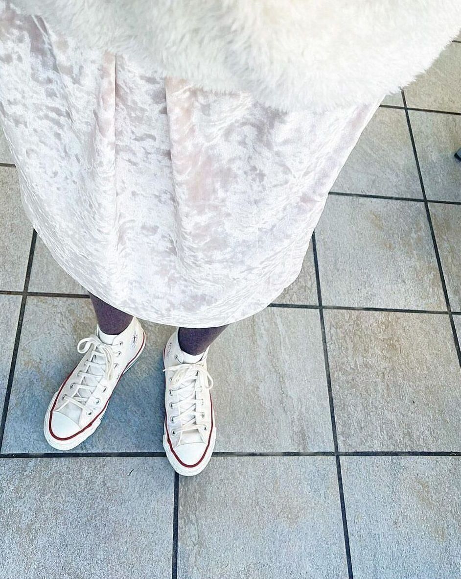 白ボアとスカートワントーン