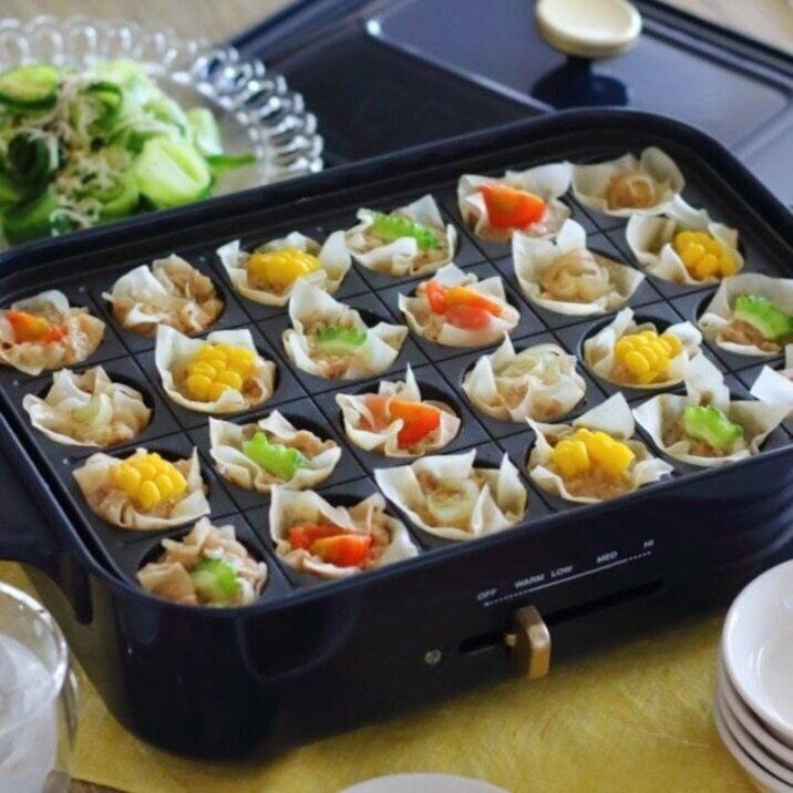 ホットプレートで簡単！野菜トッピングのカラフル焼売 レシピ・作り方