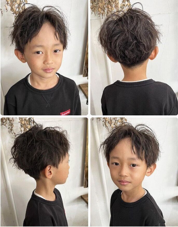 センターパートでハンサムに！キッズパーマヘア