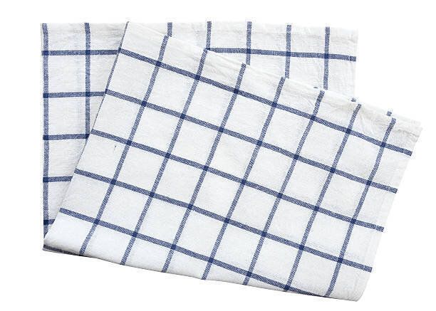 ブルーの布キッチンタオル白の背景（クリッピングパス）