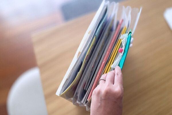 子どもが残したいものを収納したじゃばらファイル（使用例）