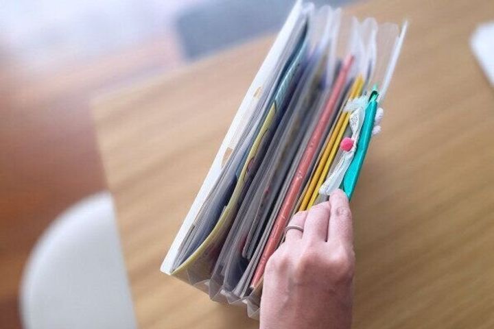 子どもが残したいものを収納したじゃばらファイル(使用例)