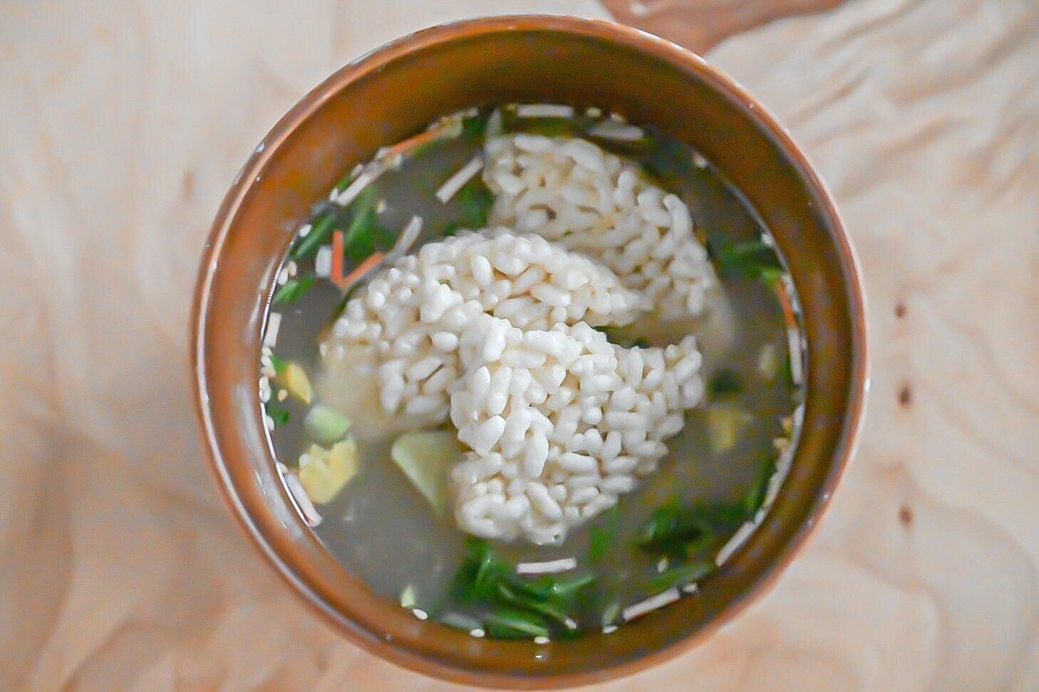 完成したおこげのスープ