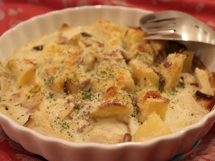 簡単レシピ 甘くてホクホク さつまいもとエリンギのグラタン サンキュ 簡単レシピ 甘くてホクホク さつまいもとエリンギのグラタン サンキュ