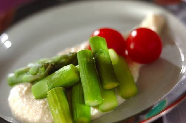 グリーンアスパラと豆腐マヨ