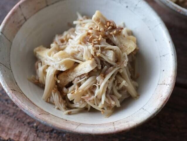 えのきの簡単時短ヘルシーなレシピ 電子レンジのみ（油揚げ入り）