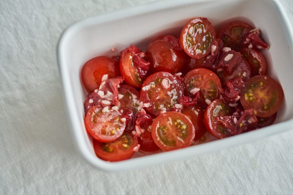 ミニトマトの塩麹梅ナムル