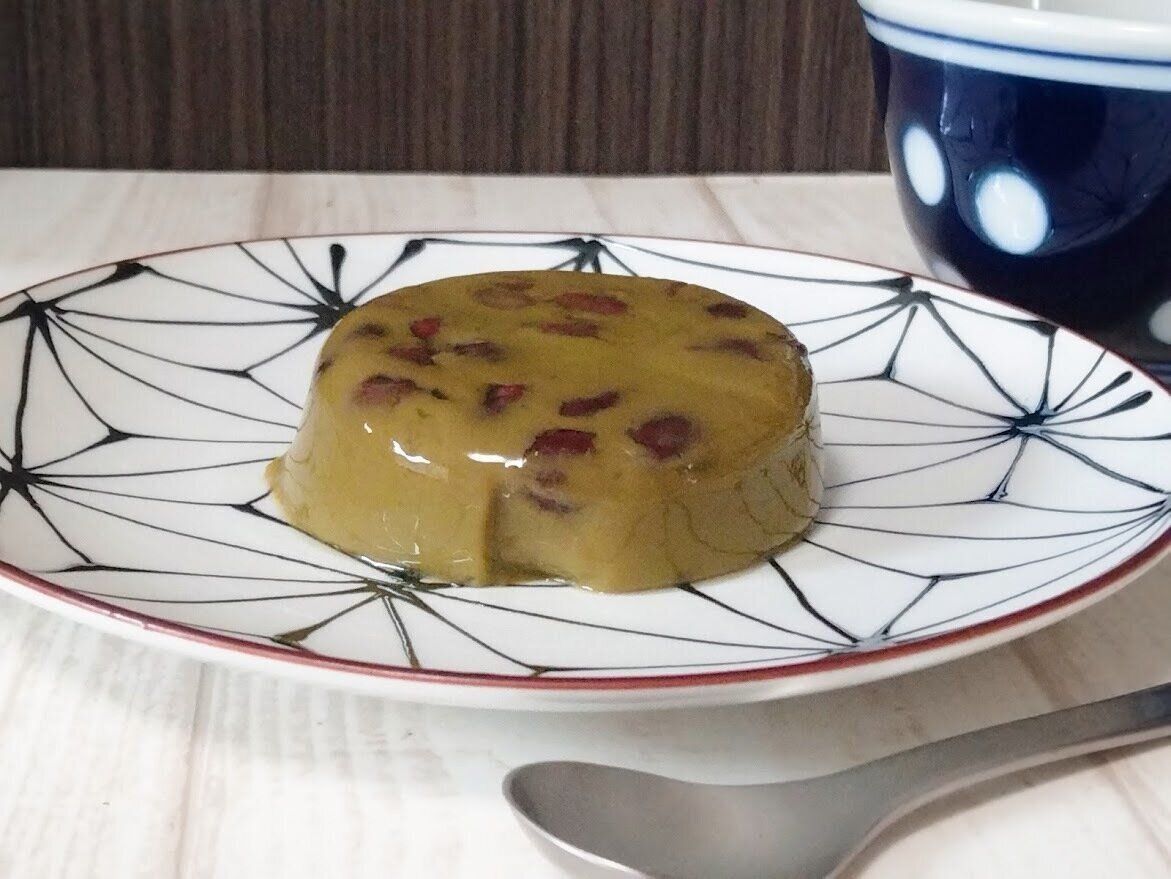 抹茶と小豆のプリン