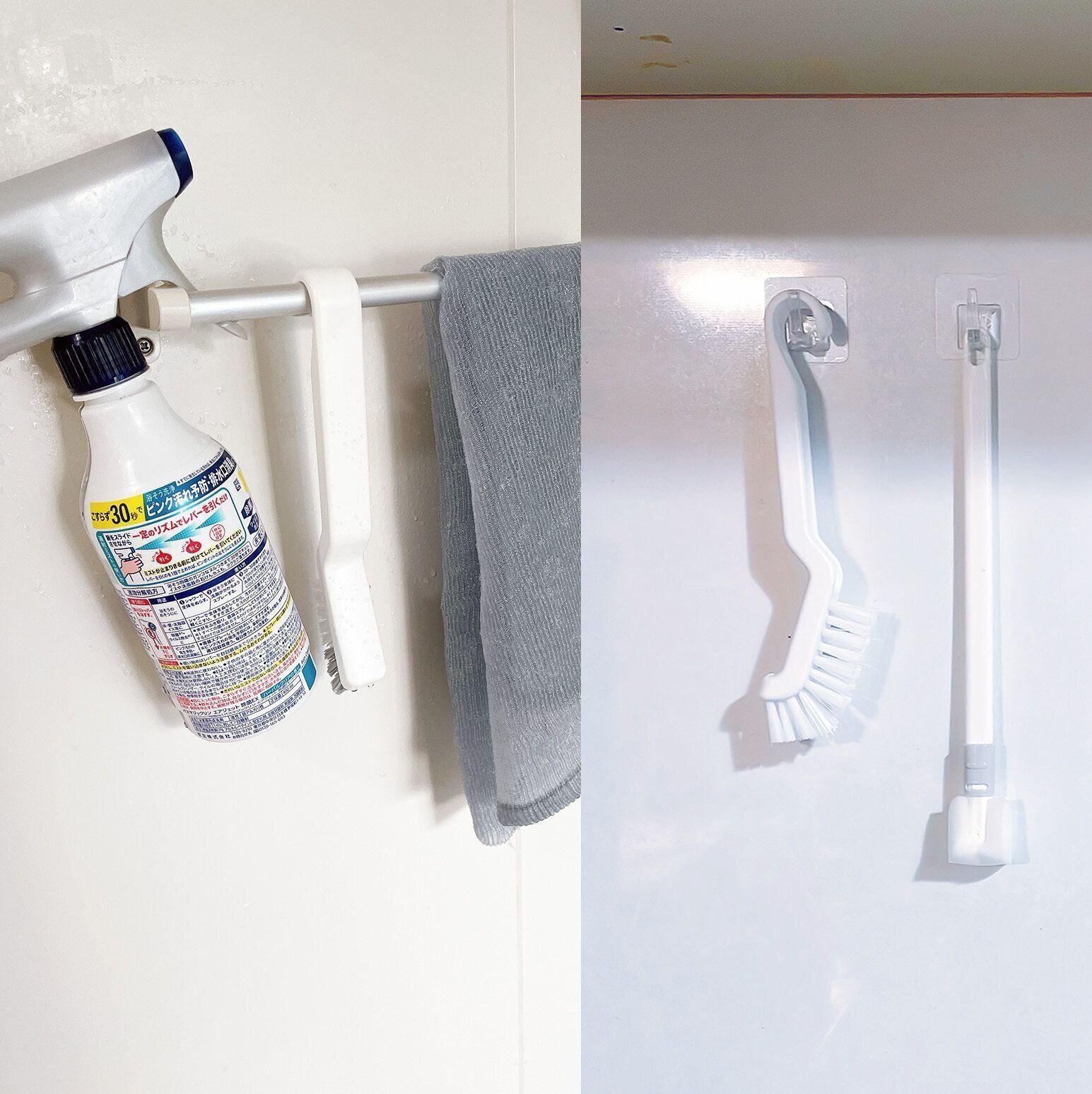 タオルバーやフックにかけて収納