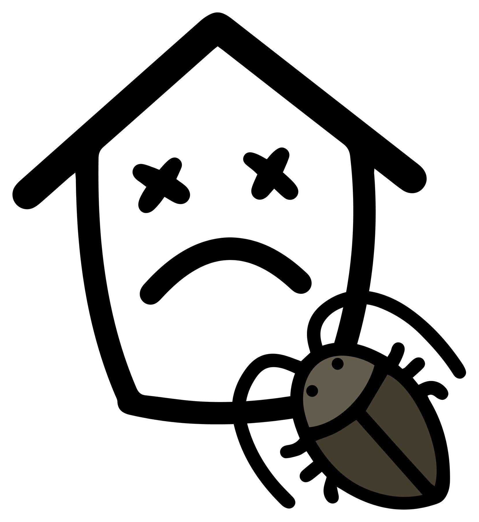 ゴキブリと家のアイコンのイラスト