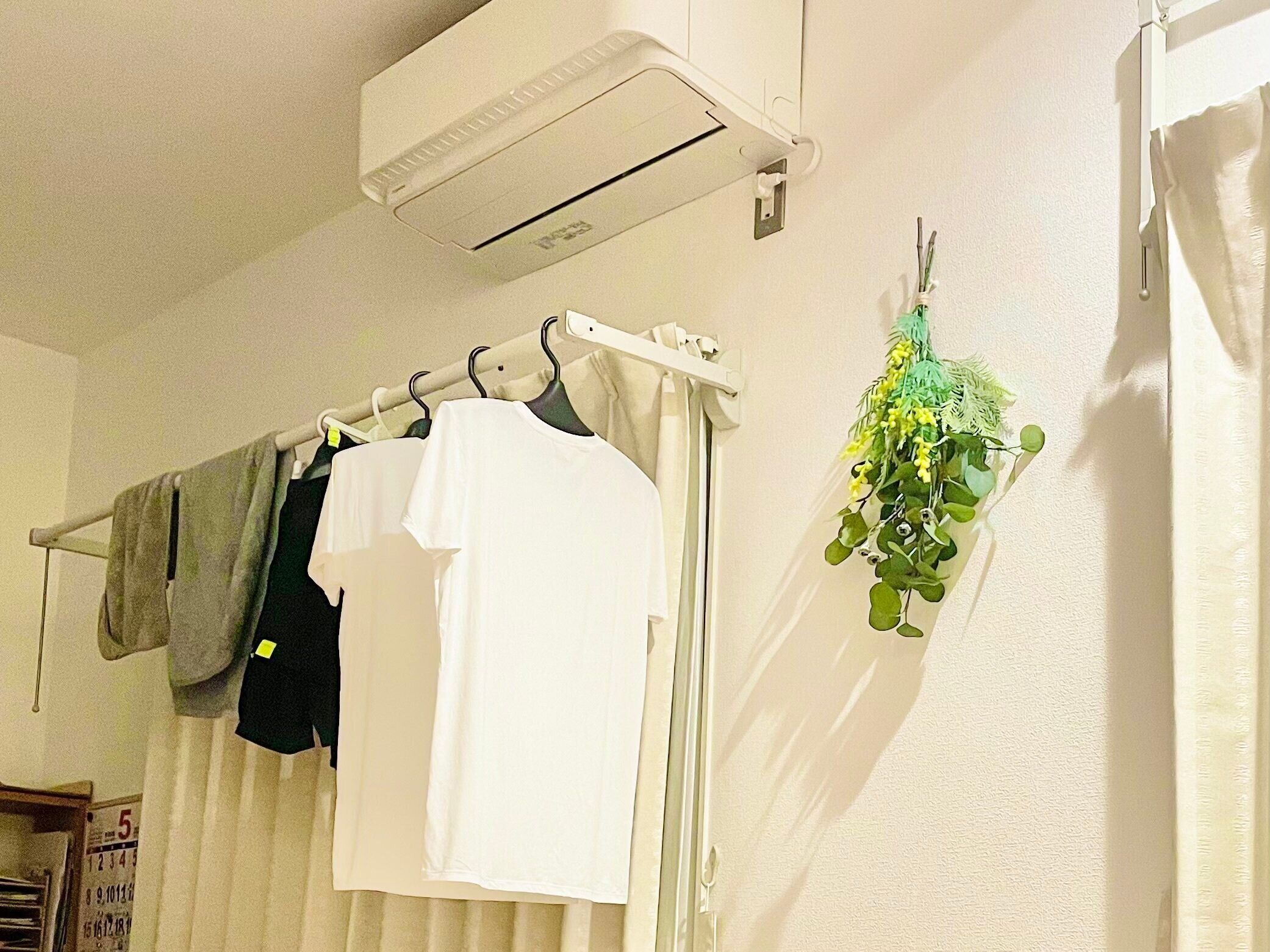 リビングに部屋干し