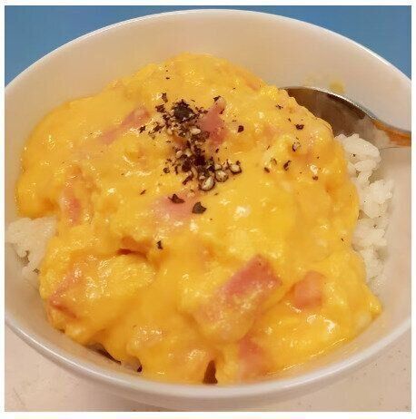 電子レンジde(^^)卵かけご飯・カルボナーラ風♪ 