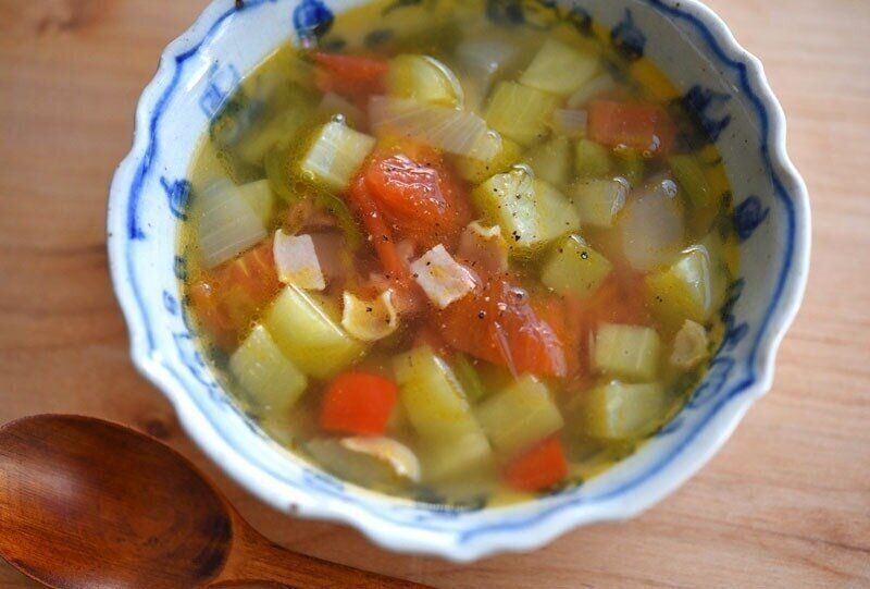 ピーマン入り夏野菜のミネストローネ