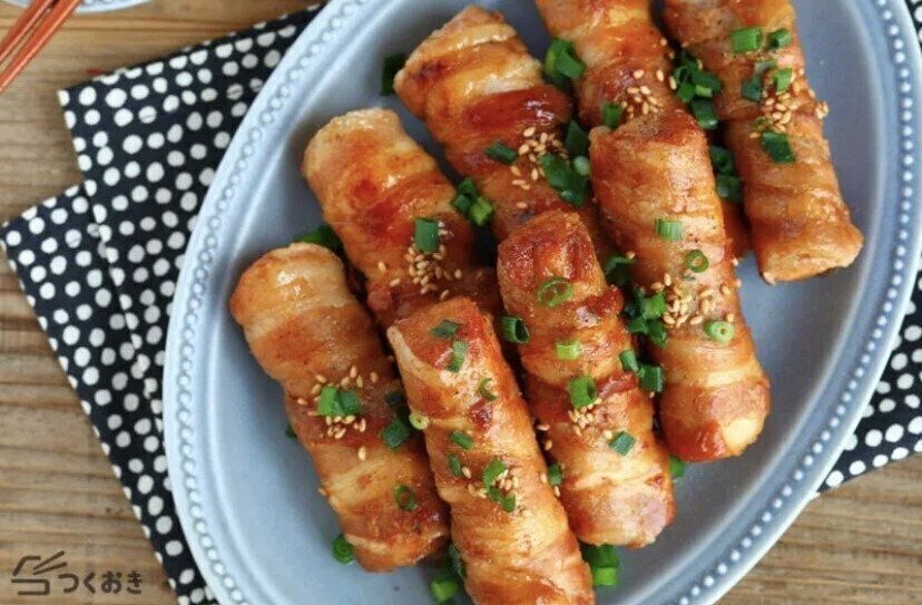 厚揚げの豚肉巻き甘辛だれ