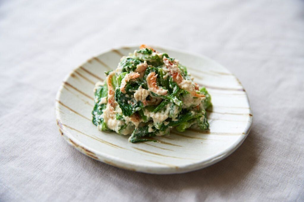 菜の花と桜えびの白和え