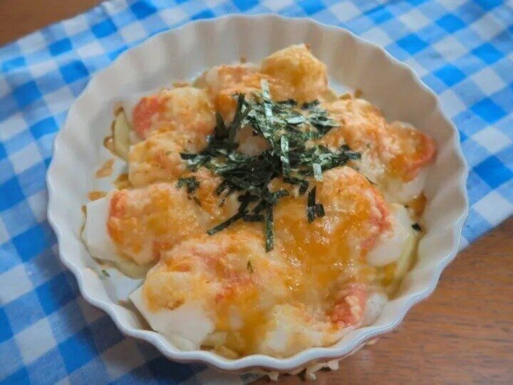 お餅とじゃがいもの明太チーズ焼き