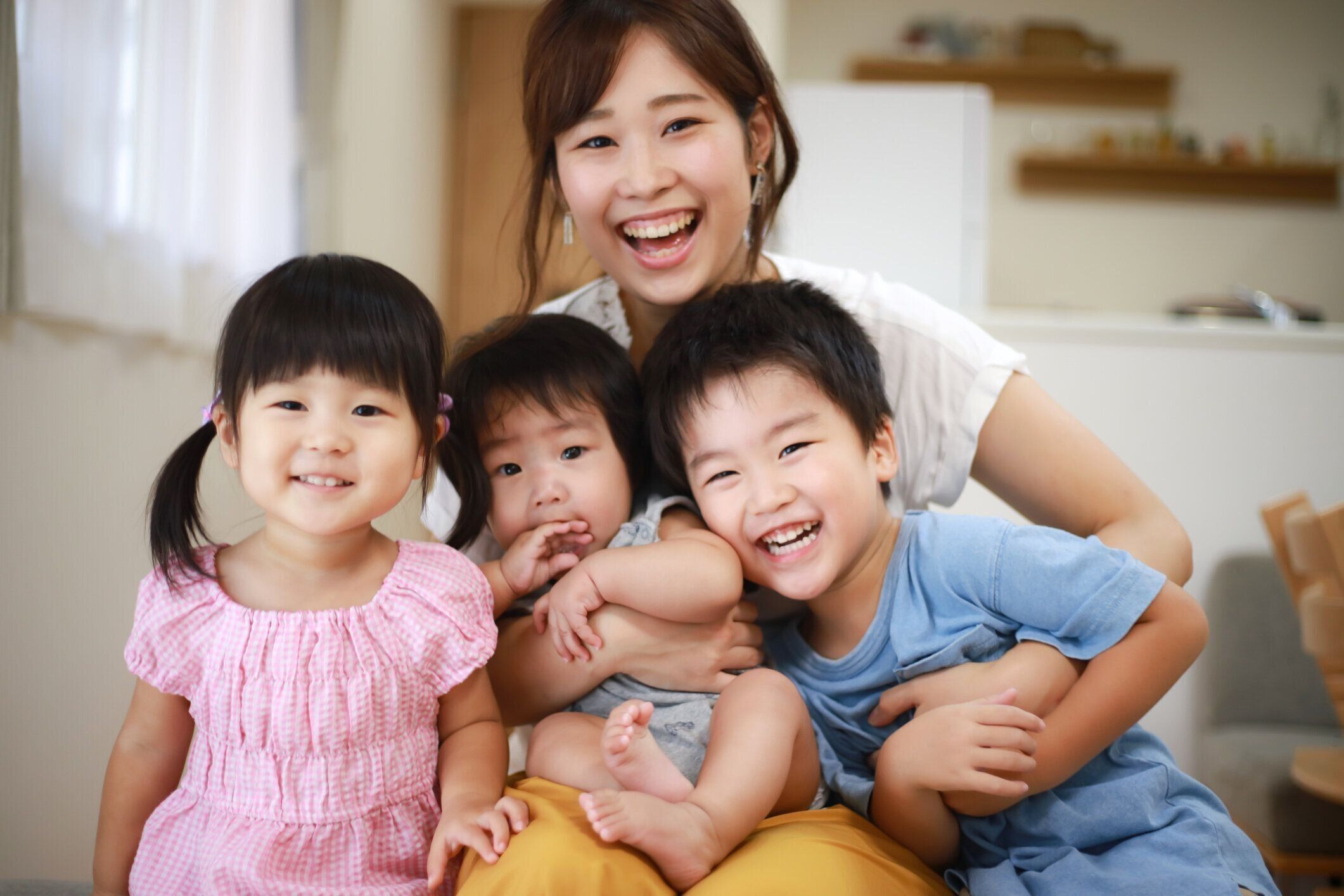 笑顔の親子