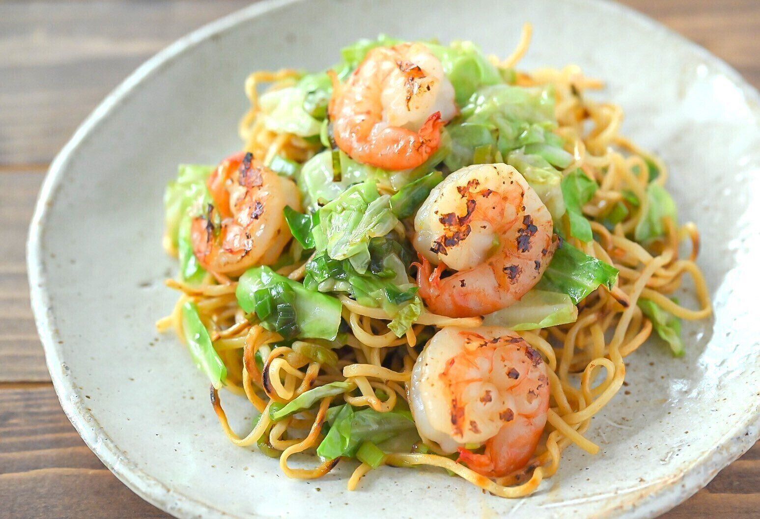 完成した海老塩焼きそば