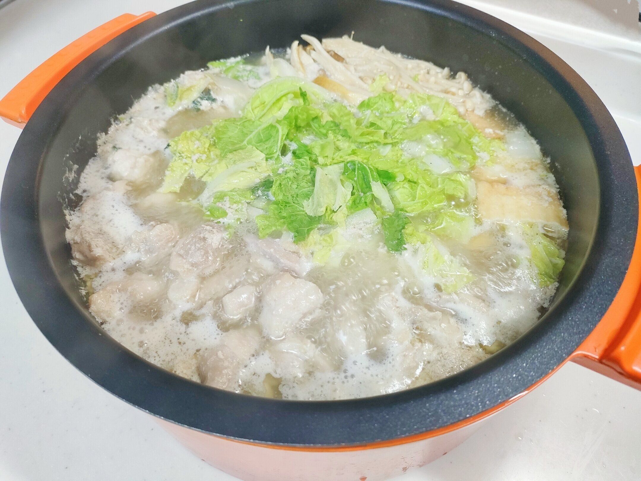 鶏肉たっぷり鶏白湯