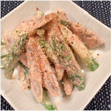 新ごぼうとアスパラの明太マヨ和え